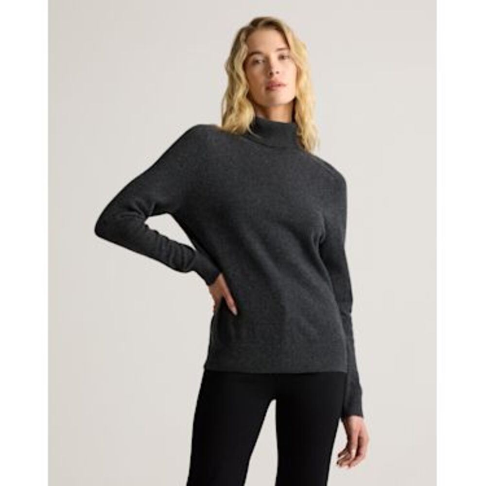 Quince Women Mongolian Cashmere Turtleneck Sweater Gray M